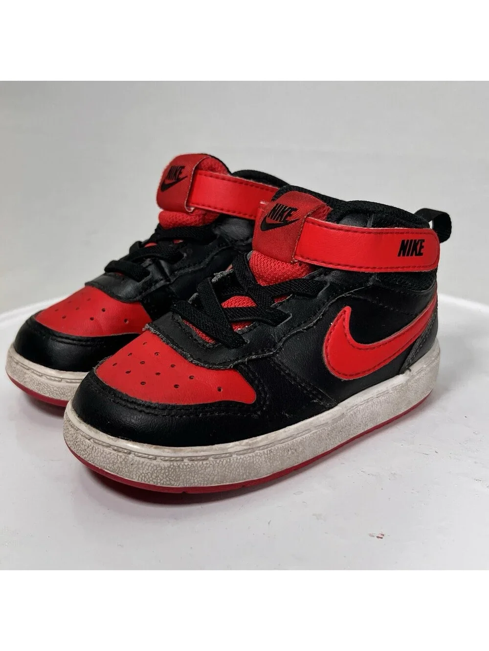 Nike Court Borough Mid 2 Toddlers Shoes CD7784-003 University Red Black Size 7C